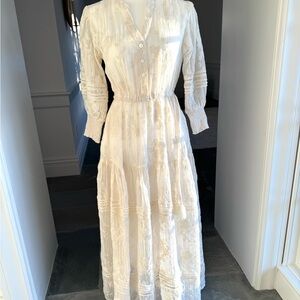 Solitaire Cream Maxi Dress with Lace Detail